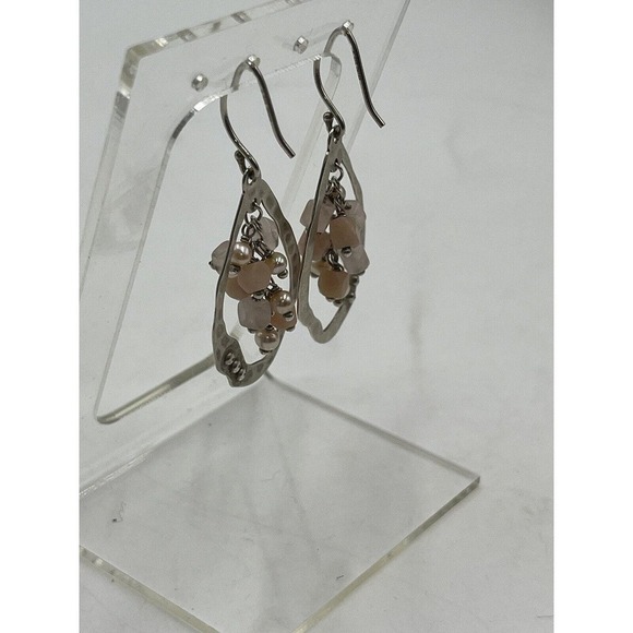 Silpada Earrings W2211 Blush Grape Pink Soapstone Pearl Quartz Dangle Silver - Picture 8 of 12